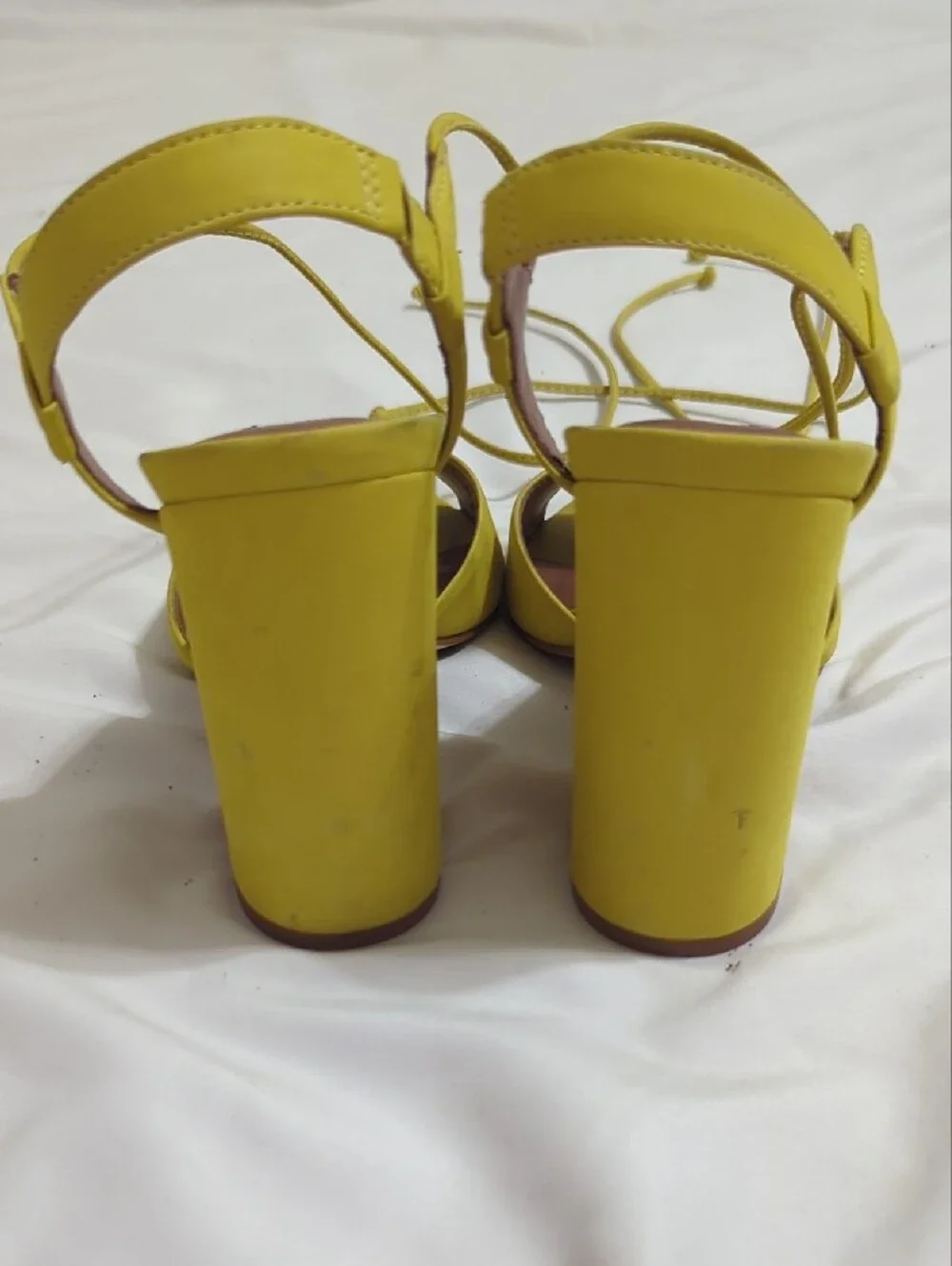 Steve Madden Serrina Leather Lace-Up Heels, Color Yellow Size 7